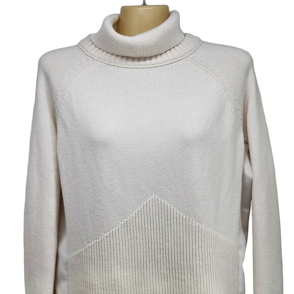 Athleta Mesa Hybrid Merino Wool Blend Turtleneck Sweater Cream Women's Size M - Picture 4 of 11